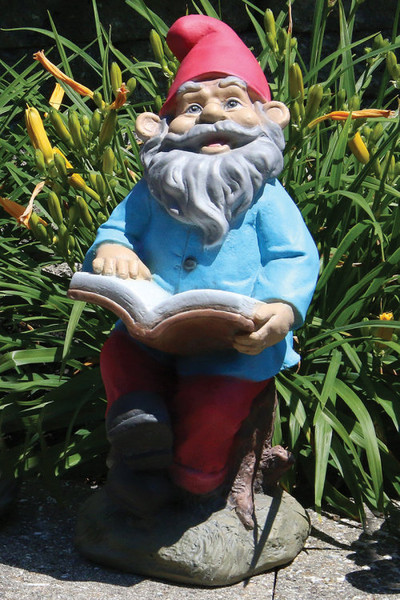 Lazy Daze Garden Gnome with Book Statue Sculptural Yard Artwork